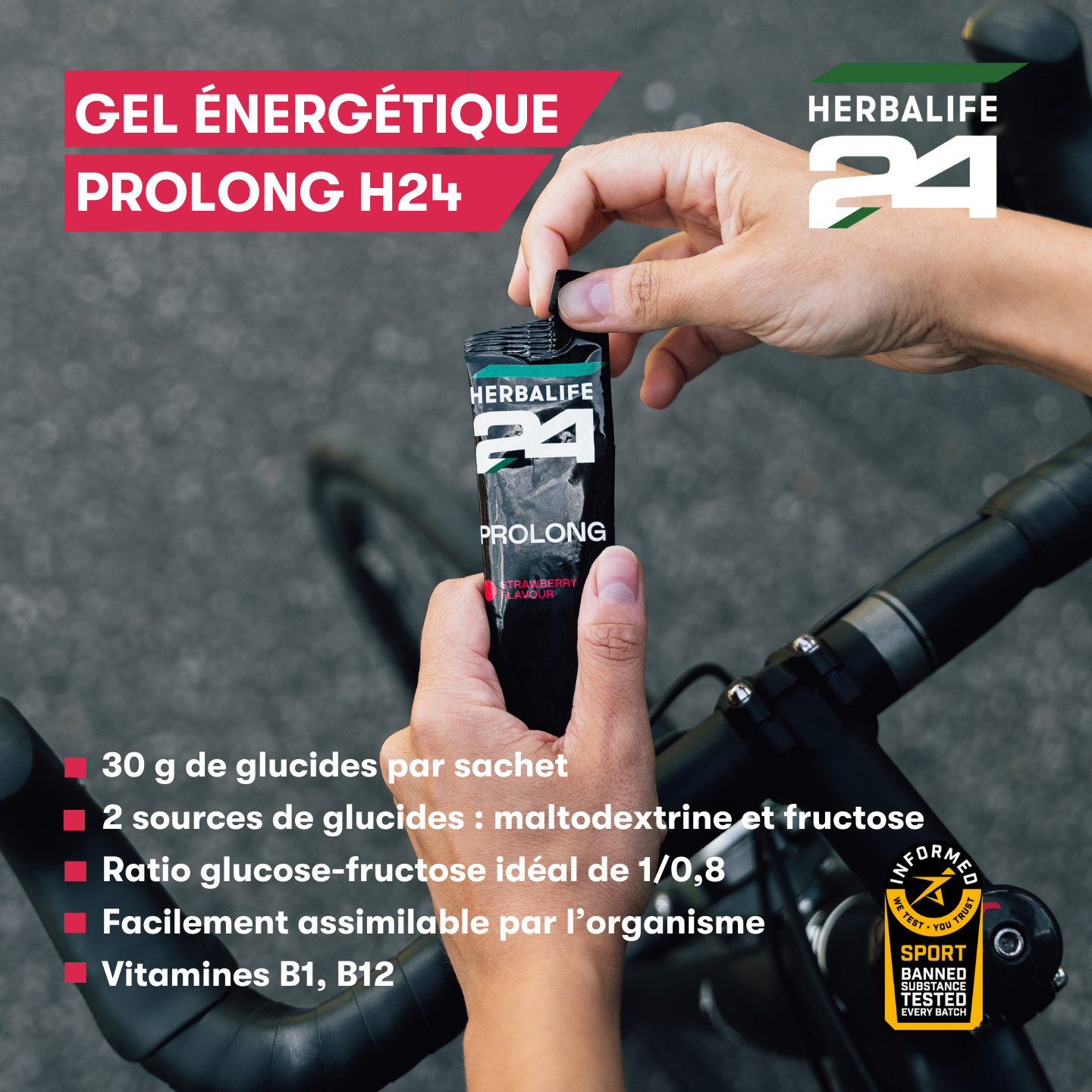 Gels énergétiques Prolong H24 Saveur Fraise 10 sachets