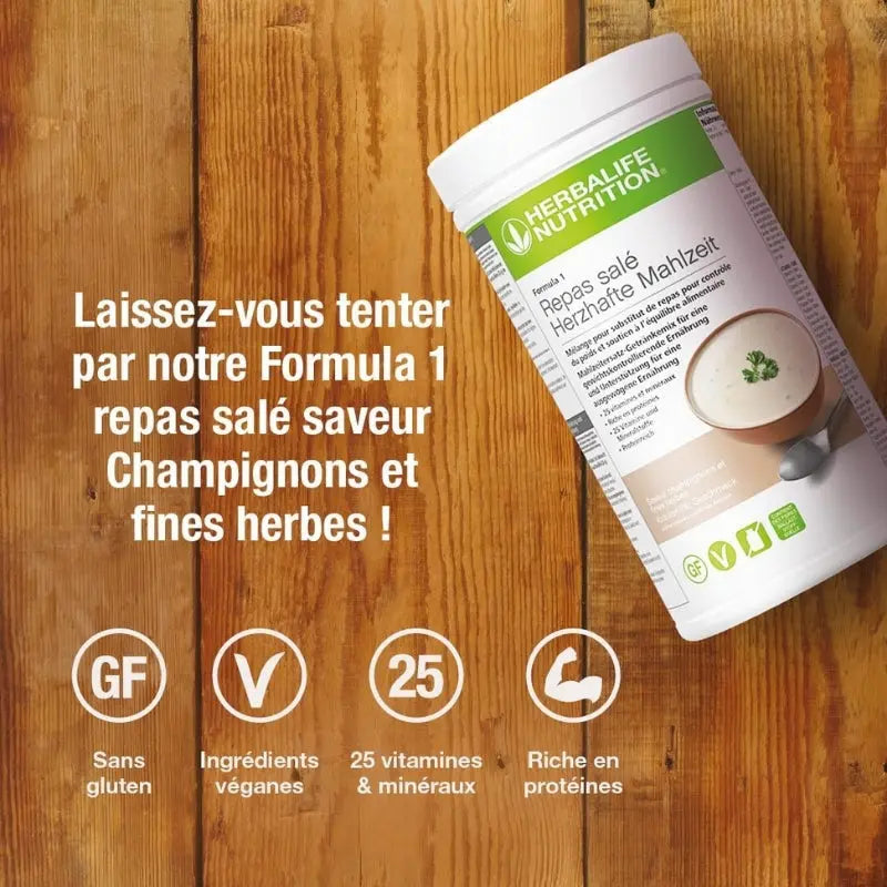 Herbalife Formula 1 – Boisson Champignons et fines herbes – Repas salé 550g Sps24